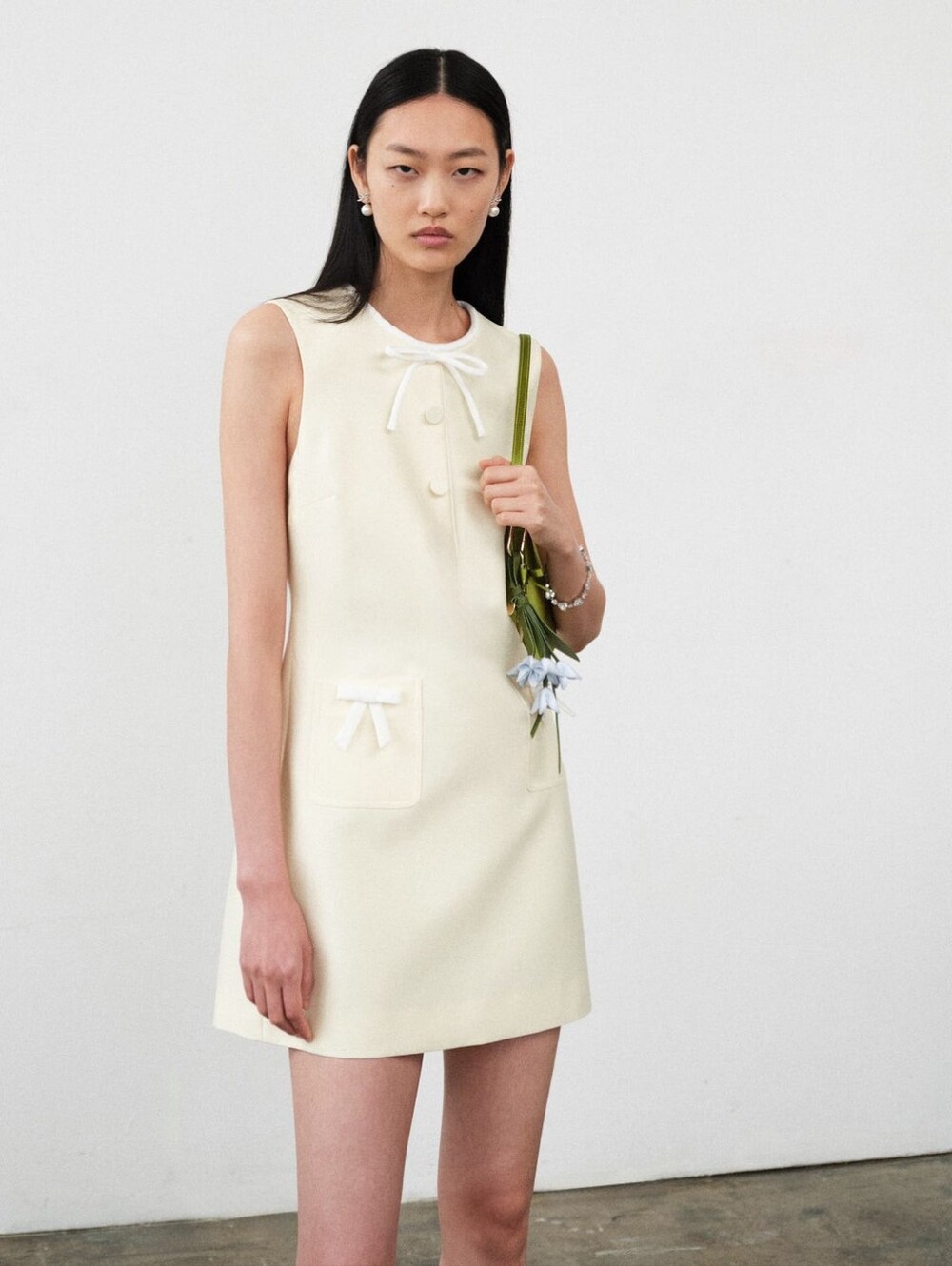 Self PortraitYellow Taffeta Bow Mini Dress - Picture 7 of 16